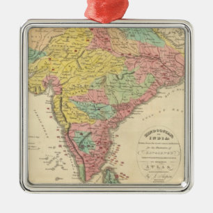 India Battles and Seiges Chonology Map Metal Tree Decoration