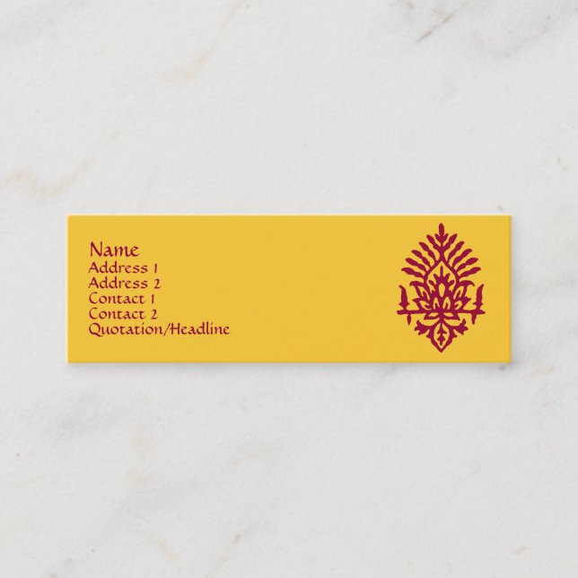 India Block Print Mini Business Card (Front)