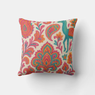 india bohemian colourful gypsy style watercolor cushion