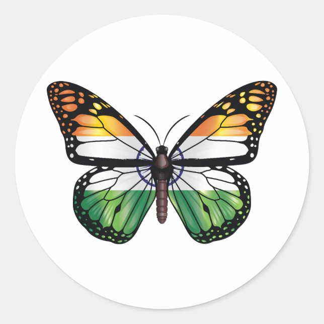 India butterfly monarch flag classic round sticker (Front)