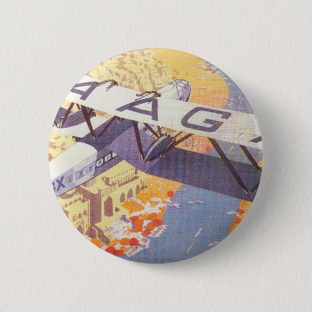 India by Imperial Airways 6 Cm Round Badge (Front)