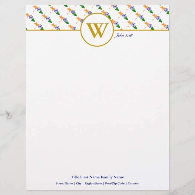 INDIA Christian Scripture Stationery Letterhead (Front)