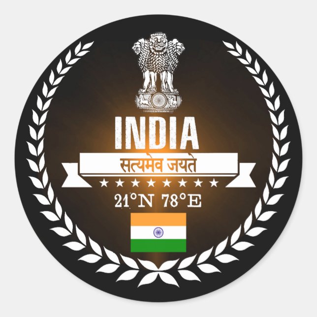 India Classic Round Sticker (Front)