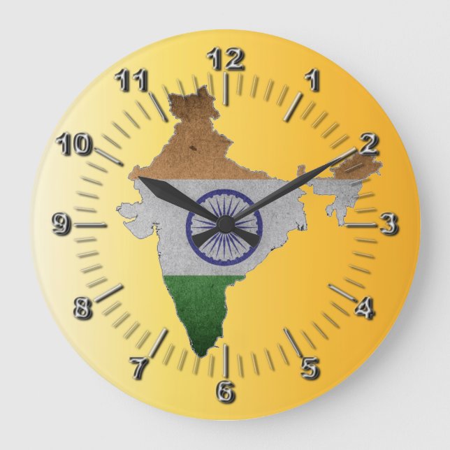 india country flag large clock (Front)