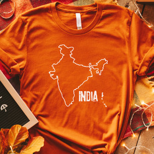 India Country Map Shape Indian National Boundary T-Shirt