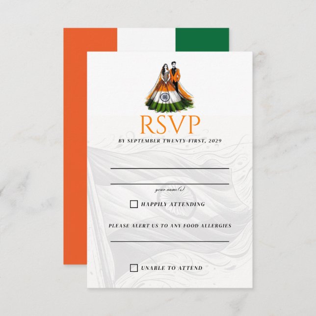 India Couple RSVP Card (Front/Back)