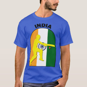 India Cricket Batsman India Flag  T-Shirt