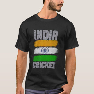 India Cricket Cricketer Fan Batsmen Indian Flag T-Shirt