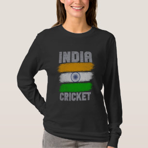 India Cricket Cricketer Fan Batsmen Indian Flag T-Shirt