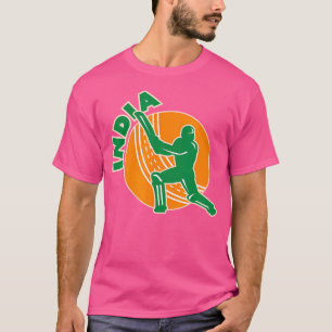 India Cricket Indian Flag Colours Cricket Player T-Shirt