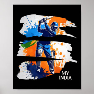 India Cricket Jersey Flag Indian Cricket Poster