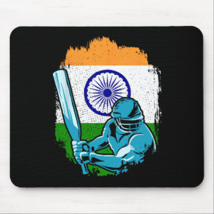 India Cricket Player Indian Flag Cricket Fan Mouse Pad