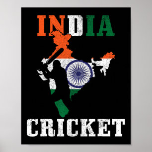 India Cricket Player Sports Indian Flag Cricket  Poster