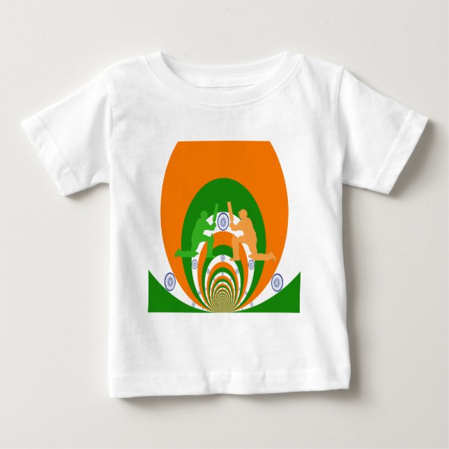 India Cricket Spirit Abstract Design Baby T-Shirt (Front)