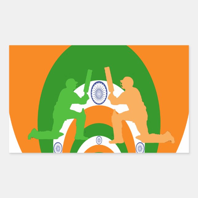 India Cricket Spirit Abstract Design Rectangular Sticker (Front)