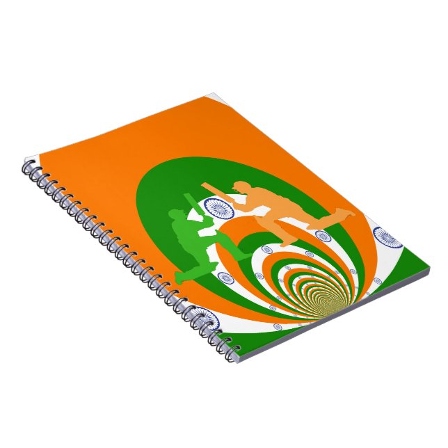 India Cricket Spirit: Abstract Design Spiral Notebook (Right Side)
