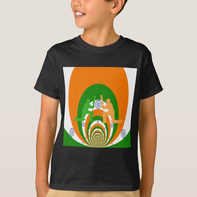India Cricket Spirit Abstract Design T-Shirt (Front)