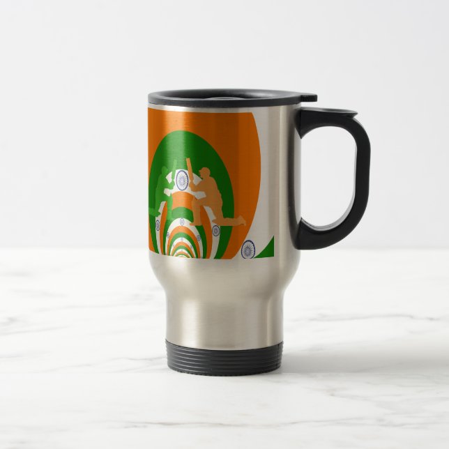 India Cricket Spirit: Abstract Design Travel Mug (Right)