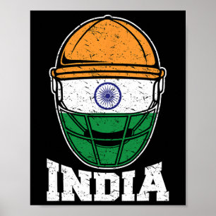 India Cricket T Shirt Indian National Fans Jersey  Poster