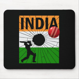 India Cricket With Indian Flag Brush Stroke Ashoka Mouse Pad
