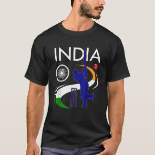 India Cricket With Indian Flag Brush Stroke T Shir T-Shirt