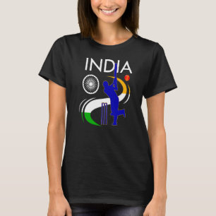 India Cricket With Indian Flag Brush Stroke T-Shirt