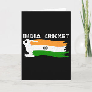 India Cricket With Indian Flag Card