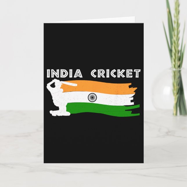 India Cricket With Indian Flag  Card (Front)