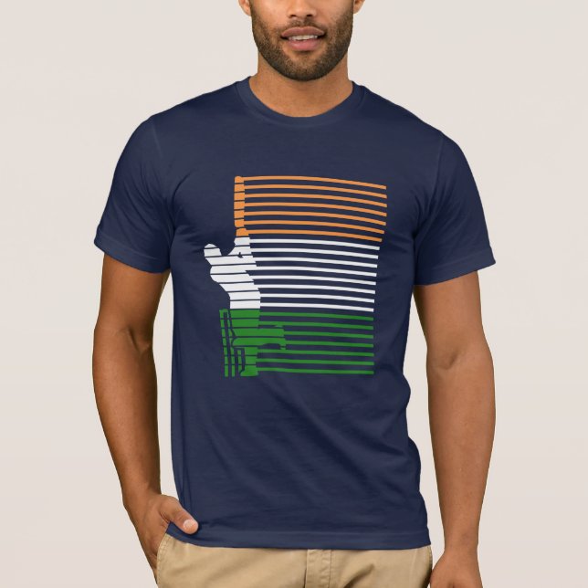 India Cricket  With Indian Flag Lines Stroke Gift T-Shirt (Front)