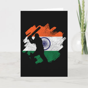 India Cricketer Vintage Indian Flag Card