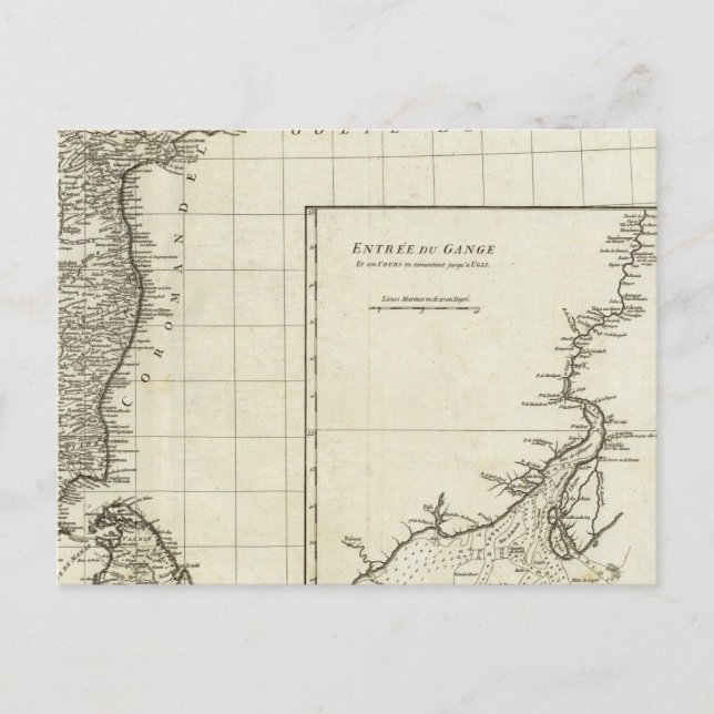 India Engraved Map Postcard (Front)