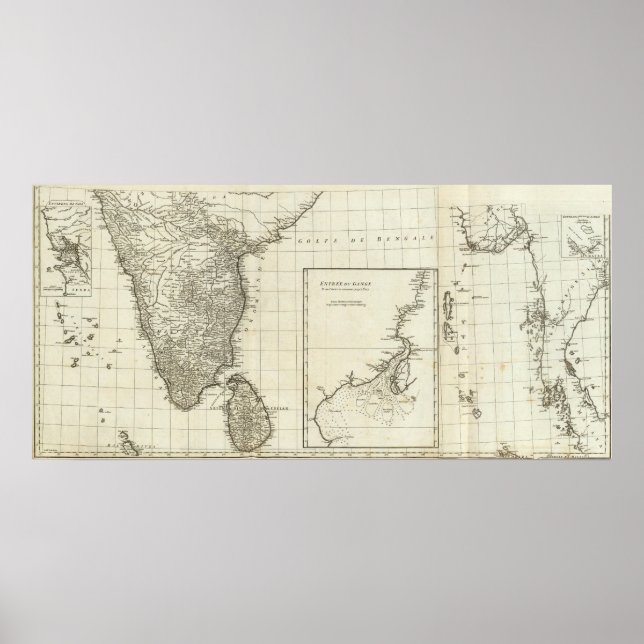 India Engraved Map Poster (Front)