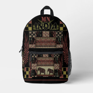 India ethnic patchwork elephants  printed backpack