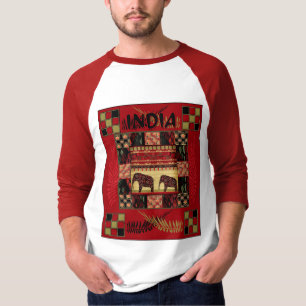 India ethnic patchwork elephants   T-Shirt