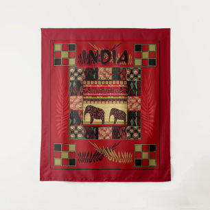 India ethnic patchwork elephants  tapestry