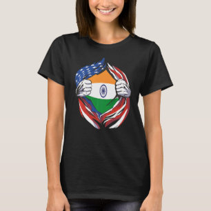 India Flag American Proud of My Indian Heritage T-Shirt