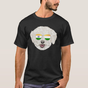 India Flag Bichons Frise Dog India Pocket T-Shirt
