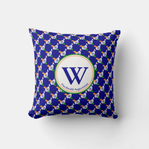 INDIA FLAG Custom Monogram Add Your Name BLUE Cushion