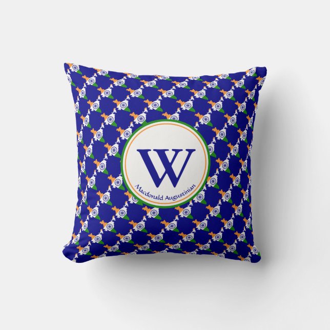 INDIA FLAG Custom Monogram Add Your Name BLUE Cushion (Front)
