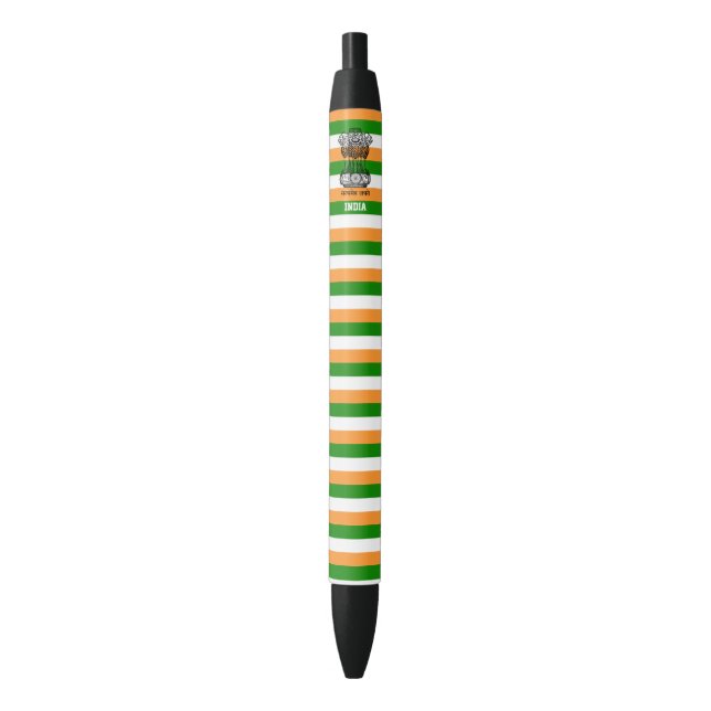 India Flag Cute Patriotic Black Ink Pen (Front Vertical)