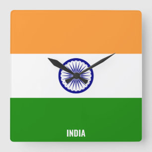 India Flag Dazzling Patriotic Square Wall Clock