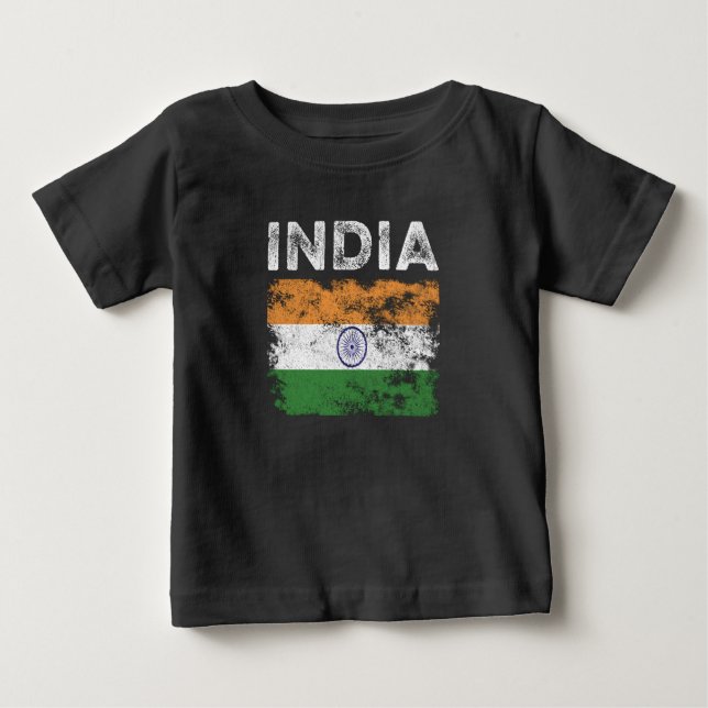 India Flag Distressed - Indian Flag Baby T-Shirt (Front)