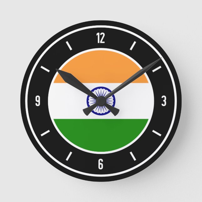 India Flag Elegant Round Clock (Front)