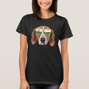 India Flag English Foxhound Dog India Pocket T-Shirt