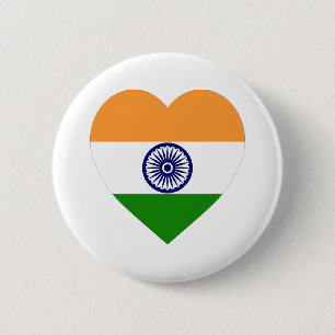 India Flag Heart 6 Cm Round Badge