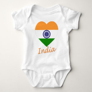 India Flag Heart Baby Bodysuit