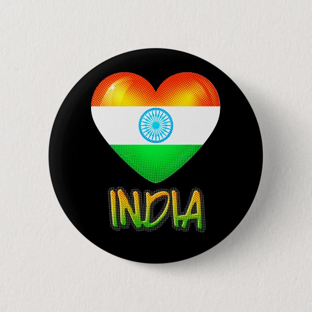 India Flag Heart Cutout 6 Cm Round Badge (Front)