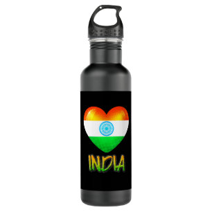 India Flag Heart Cutout 710 Ml Water Bottle
