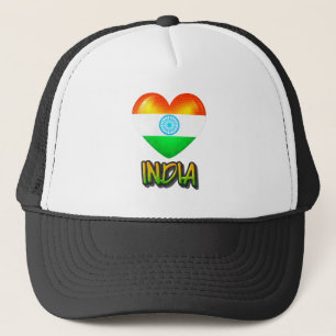 India Flag Heart Cutout Trucker Hat
