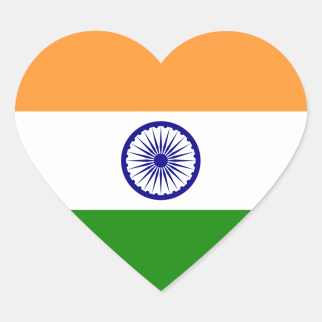 India Flag Heart Sticker (Front)